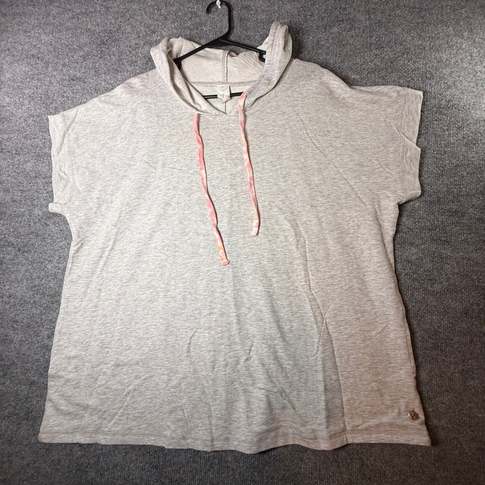 LIVI Womens Plus Size 18/20 Heather Gray Short Sleeve Hoodie‎ Cotton Pockets